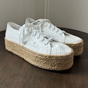 Superga 2790 Rope Macrame Platform Rhombus Espadrille - Ladies 7.5 - NWT - White